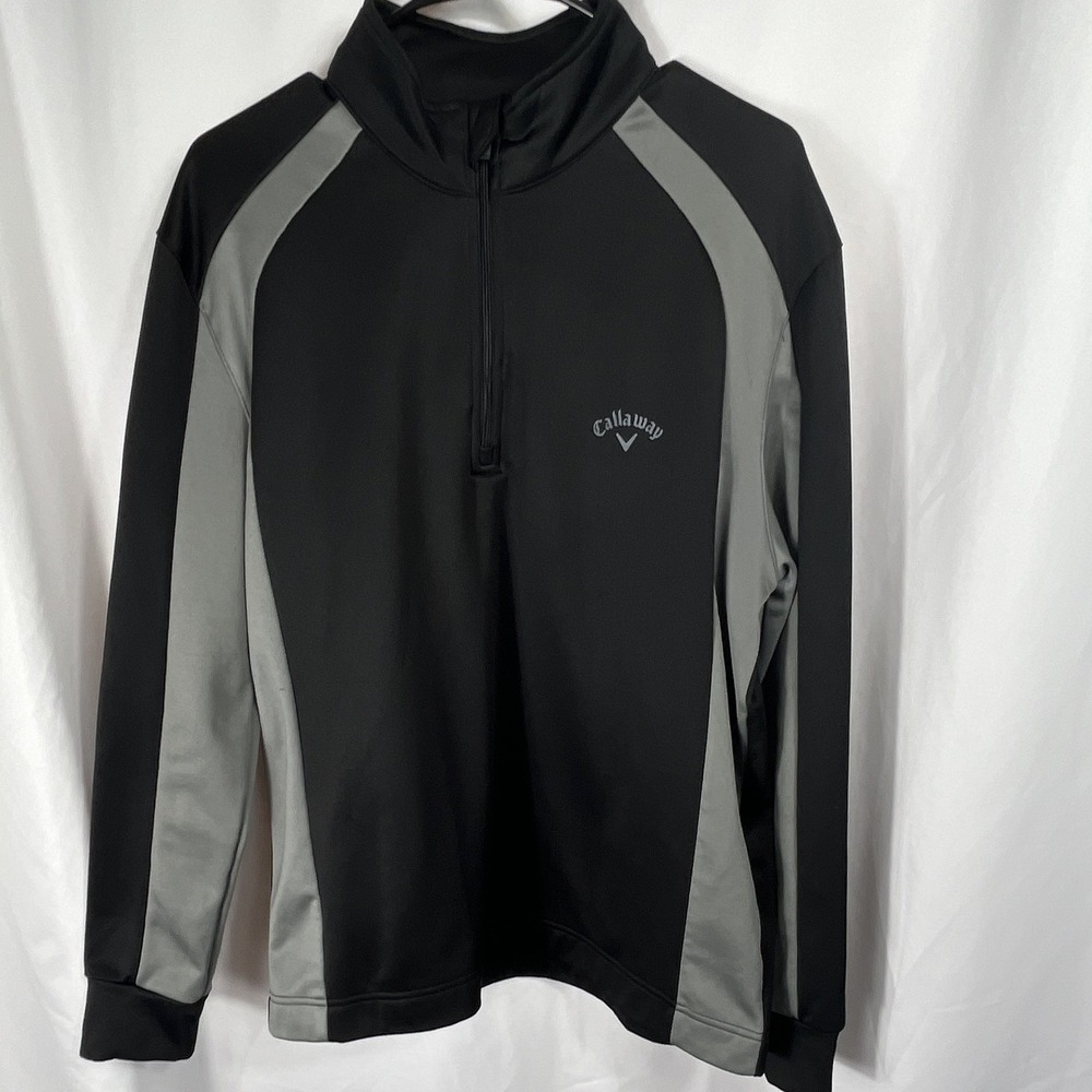 Callaway Men's Golf 1/4 Zip Pullover Black Gray Size Medium Long Sleeve